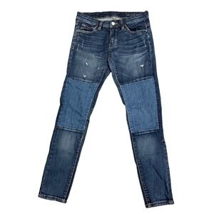 Blank NYC Panel Double Knee Distressed Denim Skinny Ankle Jeans
